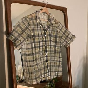 Aritzia Le Fou sheer plaid button up